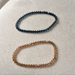 Set of 2 Blue & Cognac Crystal Bracelets